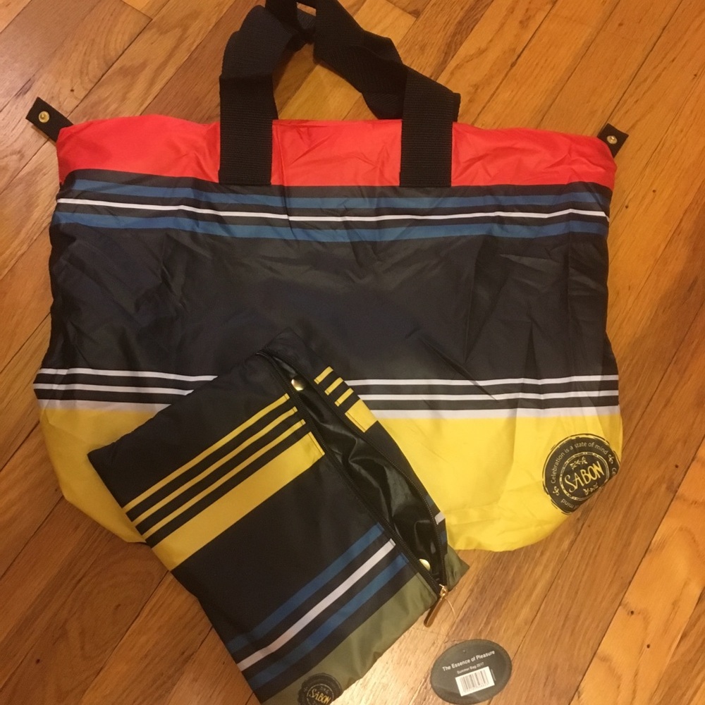 SABON NYLON TOTE WITH TRAVEL POUCH